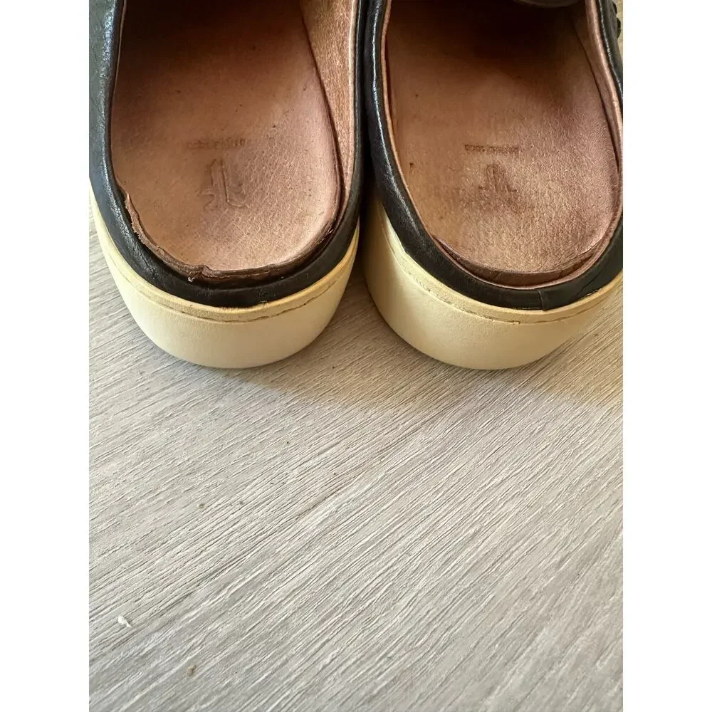 Frye Zipper Zip Lena Leather Mule Sneakers Black Slip On Shoes Slides Women's 6